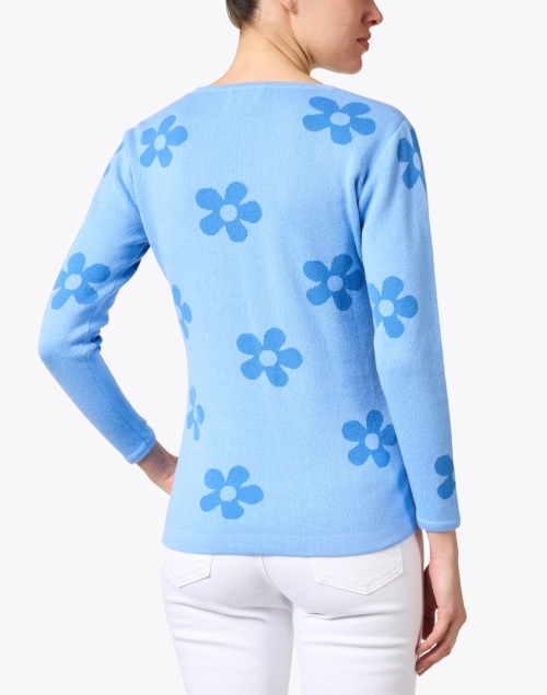 Back image - Blue - Light Blue Floral Cotton Sweater