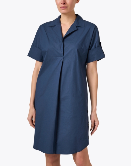 Front image - Antonelli - Navy Poplin Shirt Dress