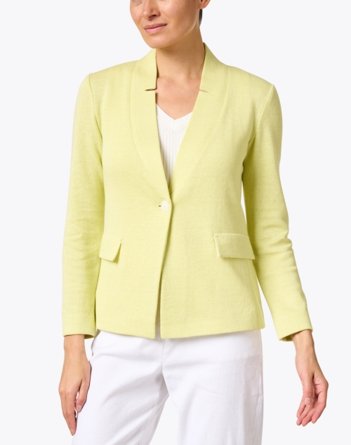 Front image - Amina Rubinacci - Green Wool Cotton Knit Jacket