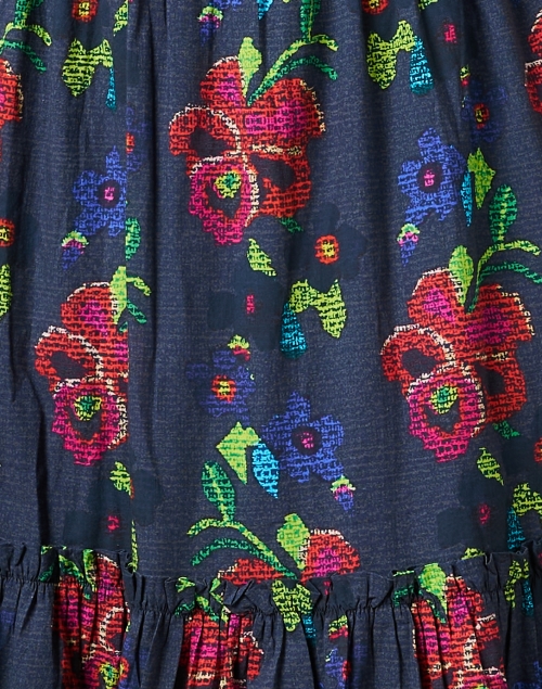 Fabric image - Ro's Garden - Mumi Navy Multi Floral Print Cotton Dress