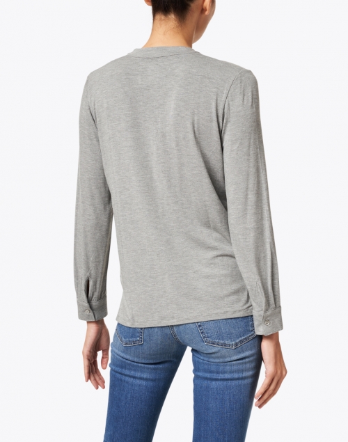 Back image - Majestic Filatures - Grey Soft Touch Henley Top