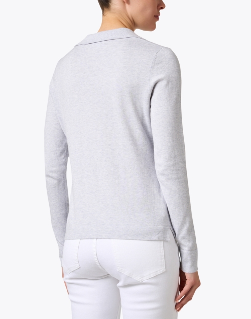 Back image - Kinross - Grey Cotton Cashmere Polo Sweater