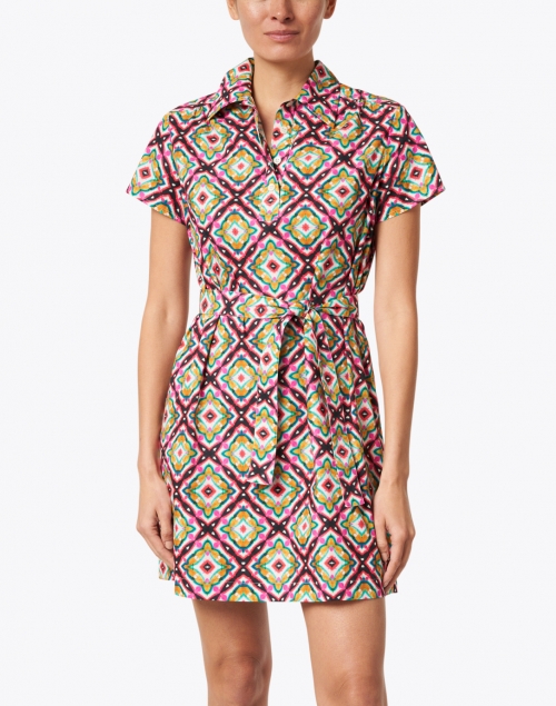 A.P.C. - Prudence Pink and Green Geo Print Cotton Dress
