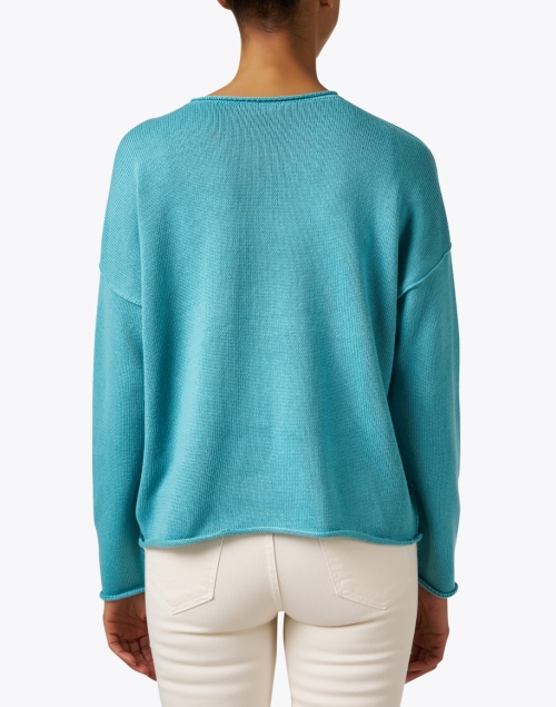 Back image - Eileen Fisher - Blue Cotton Blend Sweater
