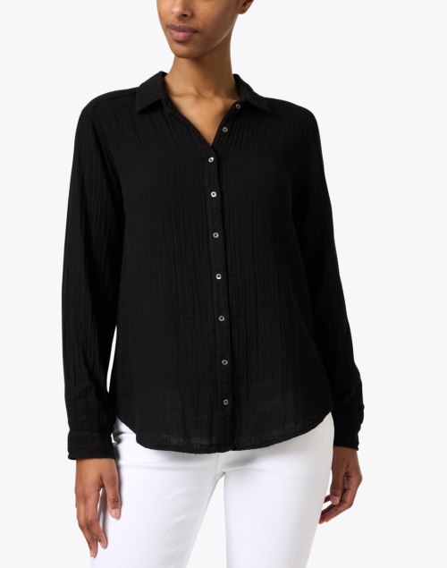 Front image - Xirena - Scout Black Cotton Gauze Shirt