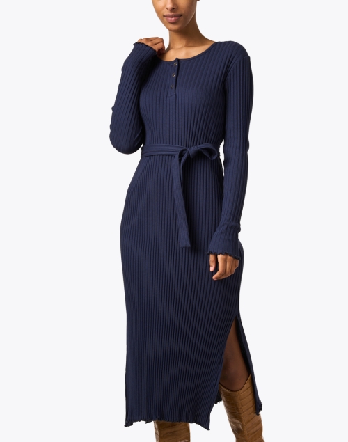 Front image - A.P.C. - Sandy Navy Ribbed Jersey Dress