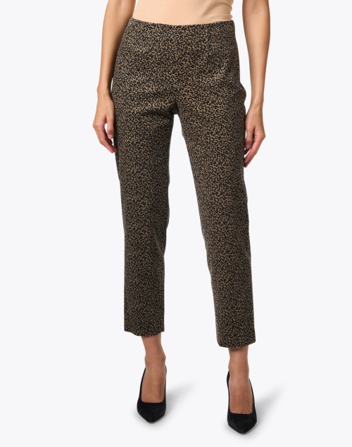 Front image - Piazza Sempione - Monia Beige and Black Print Stretch Corduroy Pant