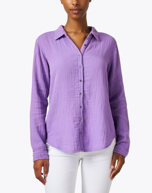 Front image - Xirena - Scout Purple Cotton Gauze Shirt