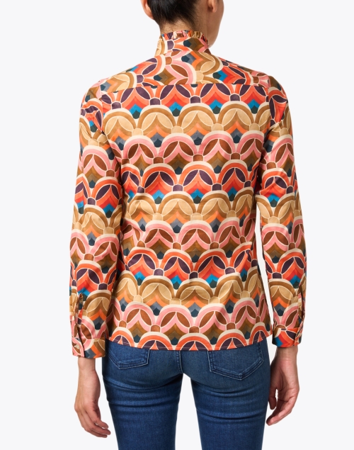 Back image - Caliban - Orange Multi Geo Print Cotton Shirt