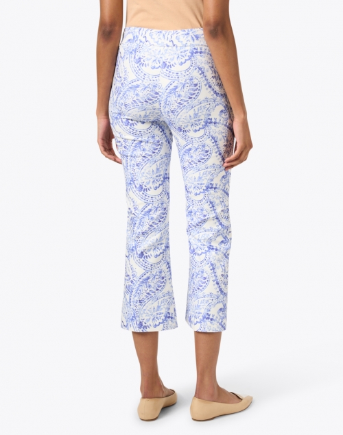Back image - Avenue Montaigne - Leo Blue and White Paisley Print Pull On Pant