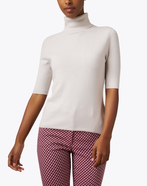 Front image - Allude - Taupe Cashmere Turtleneck Sweater