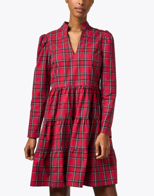 Front image - Sail to Sable - Red Multi Plaid Tunic Dress