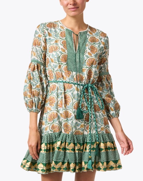Front image - Oliphant - Amber Green Floral Print Dress