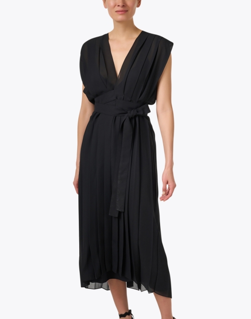 Front image - Fabiana Filippi - Black Pleated Wrap Dress