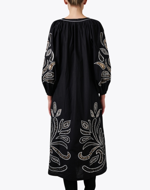 Back image - Figue - Kali Black and White Embroidered Cotton Dress