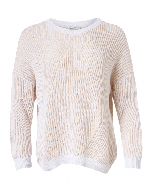 Peserico - White Ribbed Cotton Sequin Sweater 