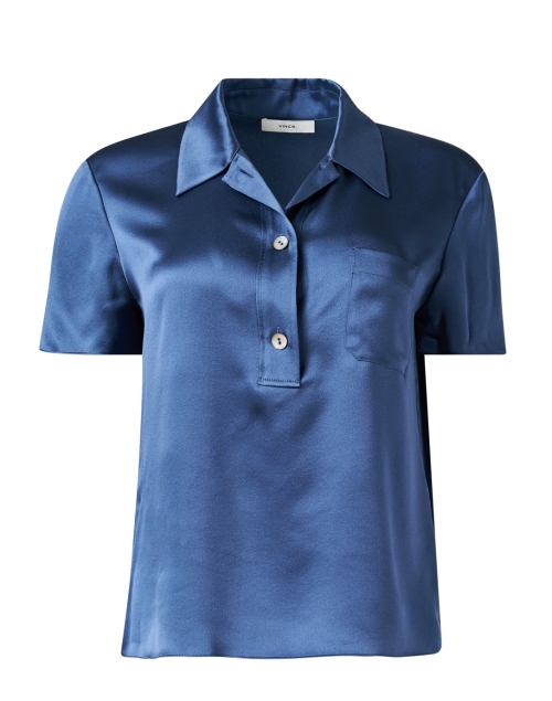 Product image - Vince - Blue Silk Polo Top