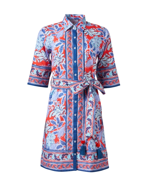Product image - Bella Tu - Red and Blue Print Cotton Shirt Dress