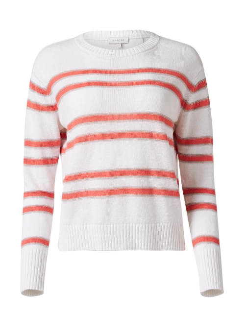 Product image - Kinross - White and Coral Striped Linen Sweater