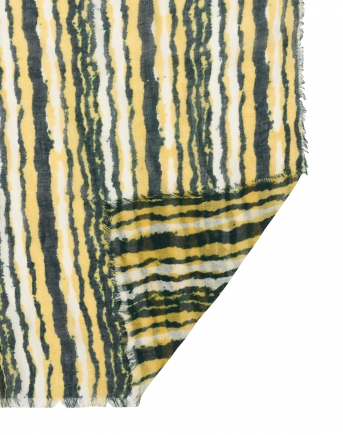 Back image - Amato - Green and Yellow Striped Wool Silk Scarf