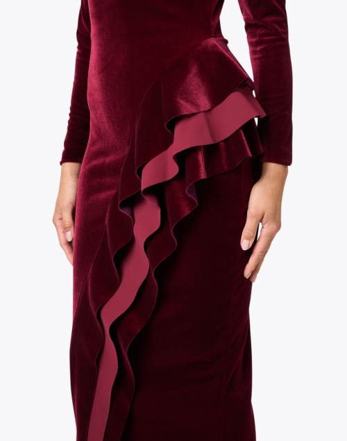 Extra_1 image - Chiara Boni La Petite Robe - Modesta Burgundy Velvet Ruffle Dress