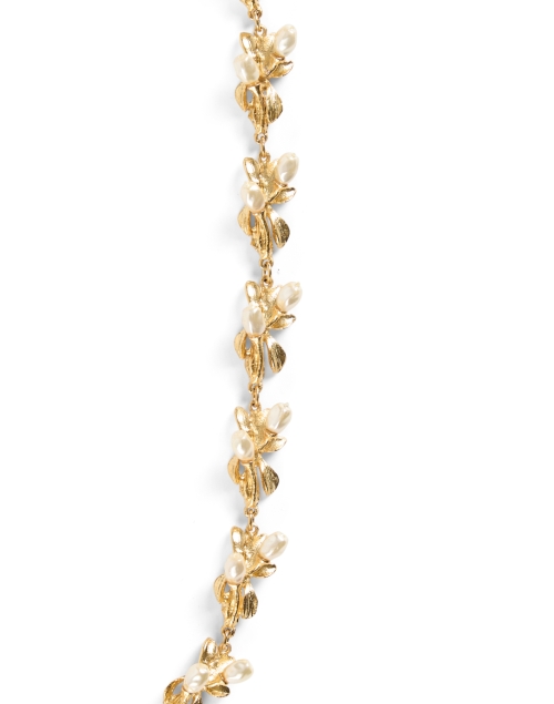 Front image - Kenneth Jay Lane - Gold and Pearl Floral Necklace