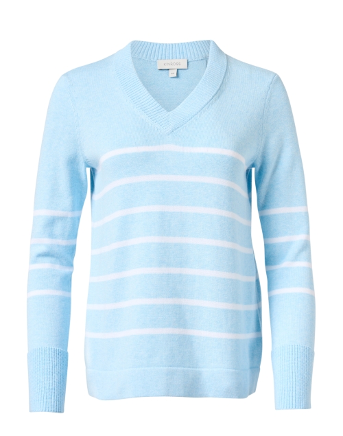 Product image - Kinross - Light Blue and White Stripe Cotton Sweater