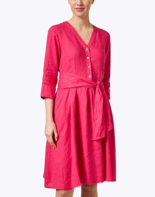 Front image - Rosso35 - Pink Linen Shirt Dress