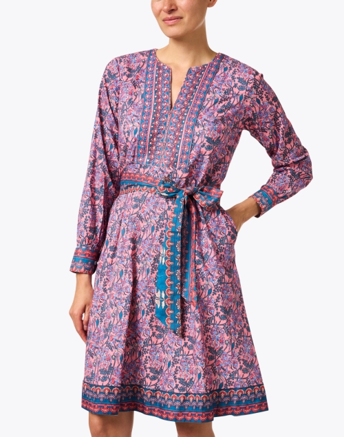Front image - Bella Tu - Sophie Purple Multi Printed Cotton Dress