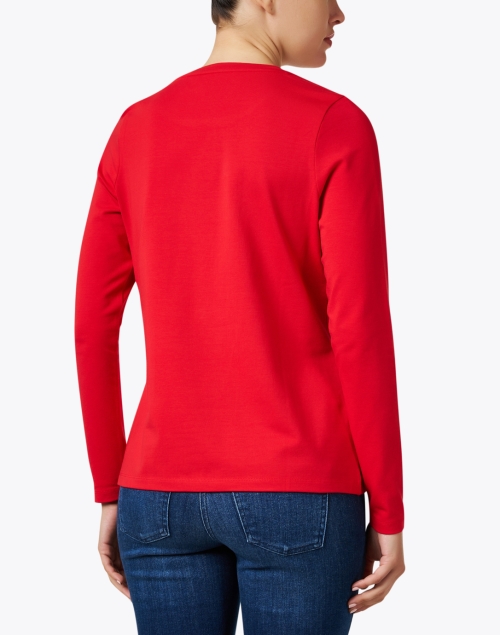Back image - E.L.I. - Red Pima Cotton Ruched Sleeve Top