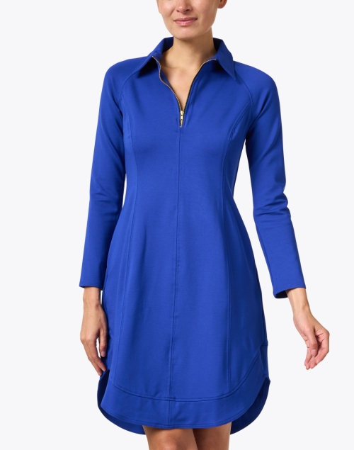 Front image - Chloe Kristyn - Patricia Blue Quarter Zip Dress