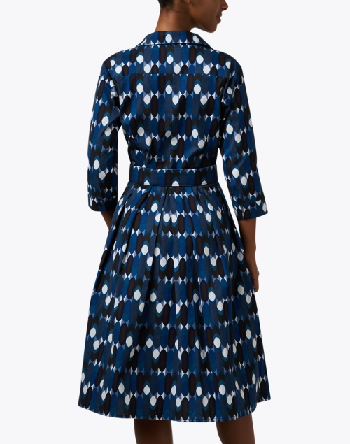 Back image - Samantha Sung - Audrey Blue Multi Print Stretch Cotton Dress