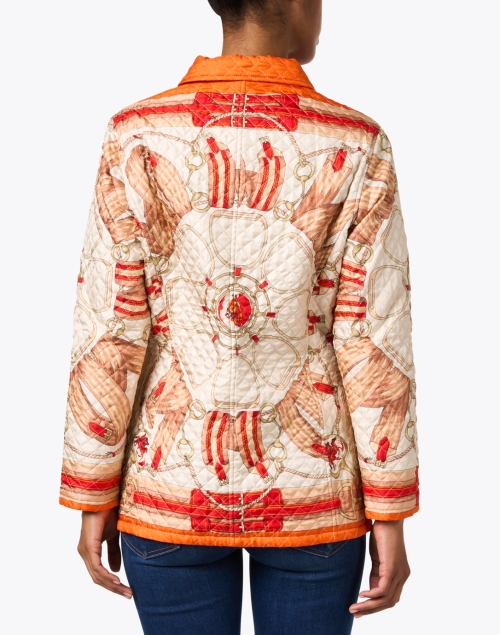 Back image - Rani Arabella - Orange Stirrup Printed Silk Quilted Jacket 