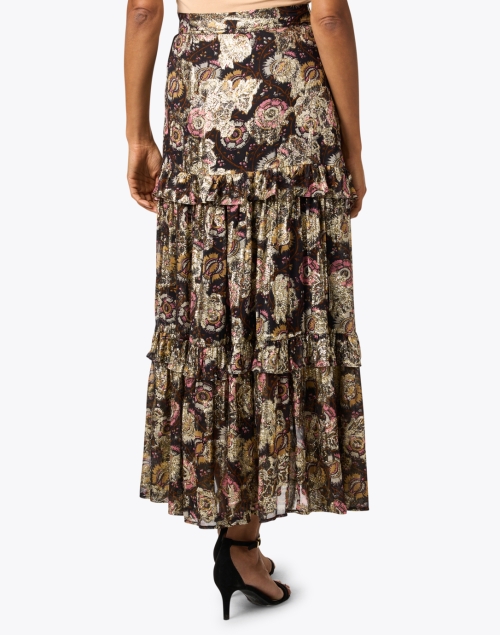 Back image - Figue - Valerie Brown Multi Floral Metallic Skirt 