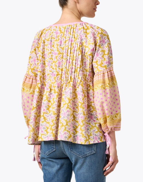 Back image - D'Ascoli - Delphine Yellow and Pink Print Top