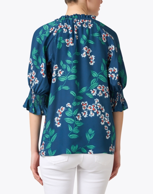 Back image - Figue - Halima Blue Floral Print Silk Top