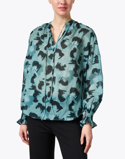 Front image - Finley - Morrisey Green and Black Cotton Voile Blouse