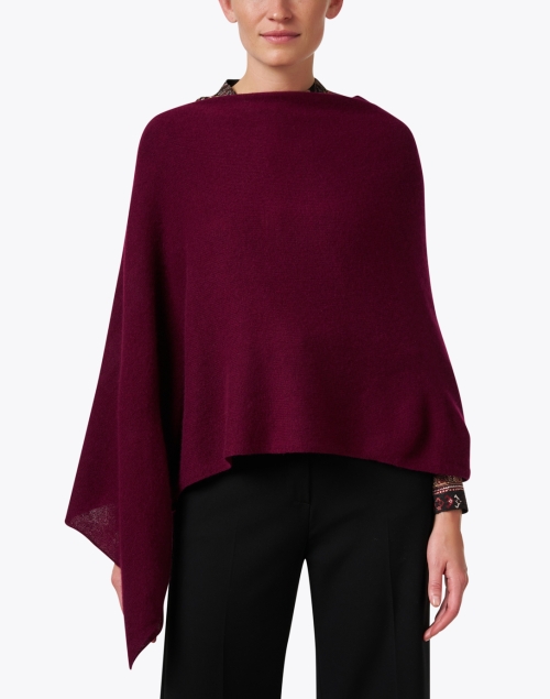Front image - Minnie Rose - Bordeaux Red Cashmere Ruana