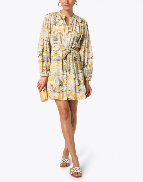 Bruna Yellow Floral Cotton Silk Shirt Dress