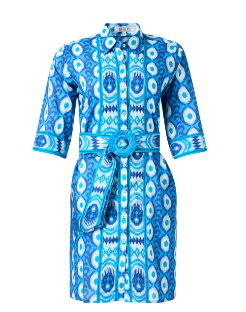 Product image - Bella Tu - Blue Print Belted Cotton Shirt Dress