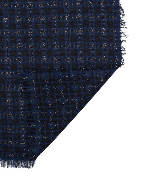Back image - Jane Carr - Black and Navy Cashmere Scarf
