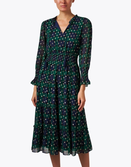 Front image - Sail to Sable - Green and Navy Plaid Dress