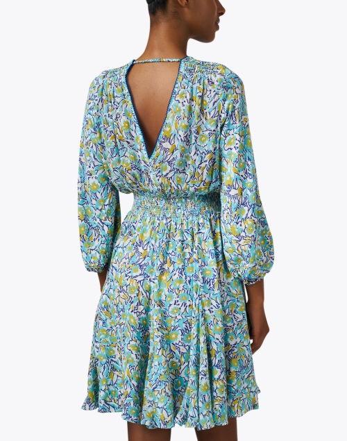 Back image - Poupette St Barth - Anabelle Turquoise Floral Print Dress