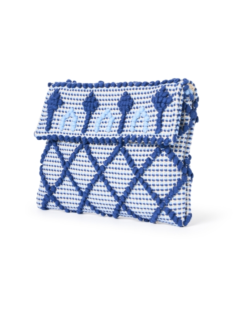 Front image - Casa Isota - Grazia Blue Woven Crossbody Bag