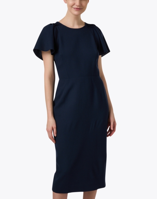 Front image - Jane - Delilah Navy Wool Crepe Dress