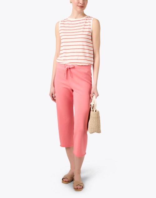 Coral and White Striped Linen Top