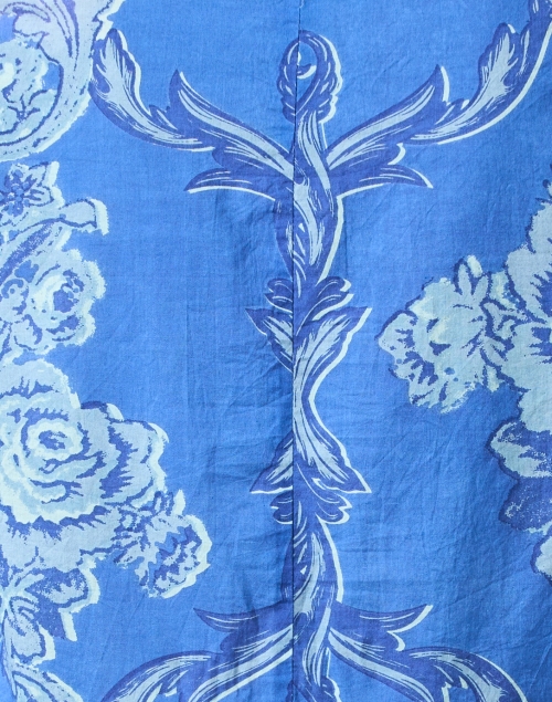Fabric image - Ro's Garden - Chanderi Blue Floral Print Peplum Top