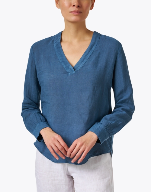 Front image - 120% Lino - Navy Linen Shirt