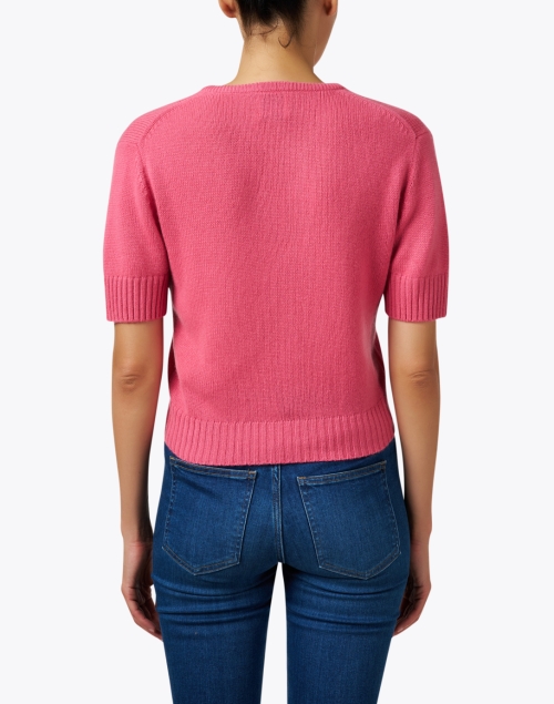 Back image - Allude - Pink Cashmere V-Neck Sweater