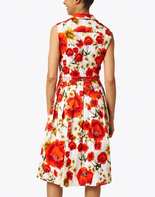 Back image - Samantha Sung - Audrey Orange Poppy Printed Stretch Cotton Dress
